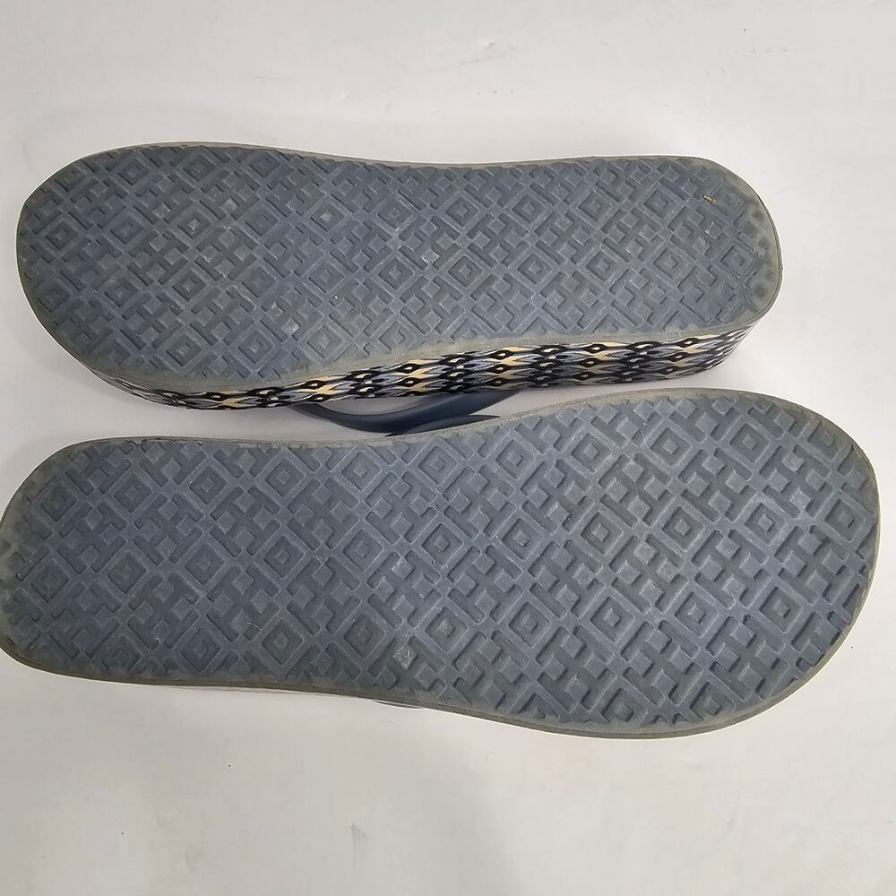 Tory Burch Blue Wedge Geometric Print Thong Flip Flop Sandals Size Unmarked 25cm - Picture 9 of 12